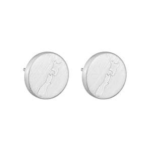 round NZ mapsilver stud earrings