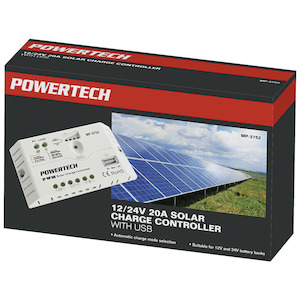 Powertech 12/24V 20A Solar Charge Controller with USB