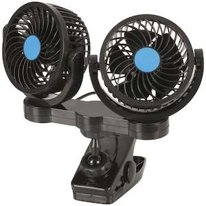 Dual 100mm 12V Fans with Clamp Mount