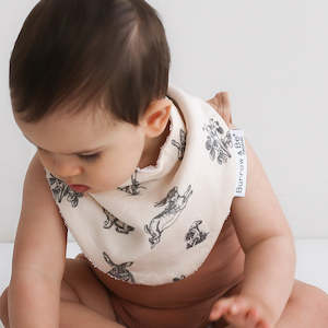 Burrow & Be | Cotton Dribble Bib | Burrowers Pattern - Almond