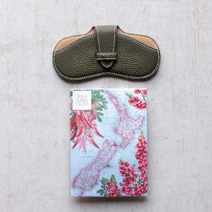 Glasses Case | Olive |  Soft + Lens Cloth | NZ Map