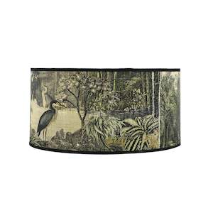 Bamboo Drum Light Shade | Muted Birds and Tree Tops