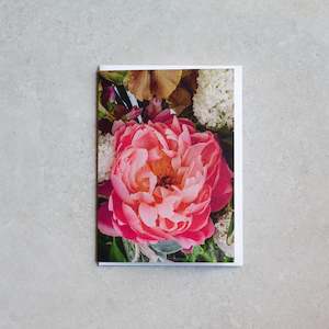 Floral Greeting Card | Large Coral Peony Flower