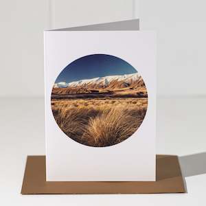 Greeting Cards: NZ Landscape Greeting Card | Tussocks & Hawkdun Range