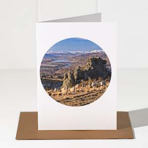 NZ Landscape Greeting Card | Merino Sheep Duffers Saddle