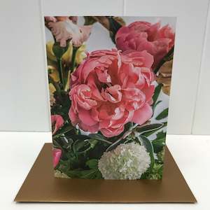 Greeting Cards: Floral Greeting Card | Coral Peony Bunch