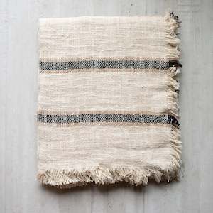 Blankets And Throws: Delia Woven Cotton Throw | Natural + Black