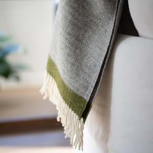 Blankets And Throws: Klippan NZ Wool Blanket | Hampus [Grey / Avocado]