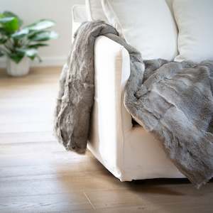 Arctic Rabbit Fur Throw | Full Skin Grey