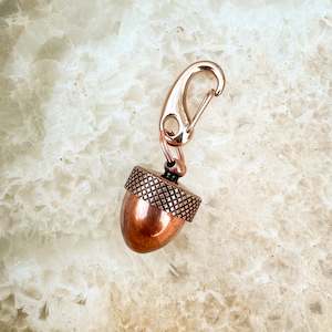 Copper Acorn Locket Key Ring