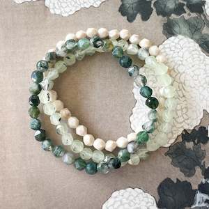 Faceted Stone Bracelet | Greens | Set/3