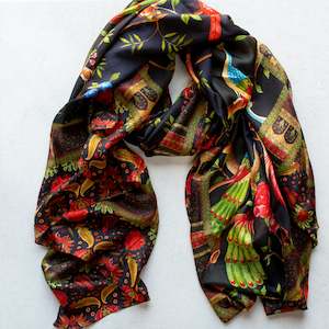 Large Silk Scarf | Navy Floral