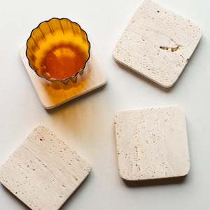 Just Added: Graze Travertine Coaster | Set of 4 | Sand