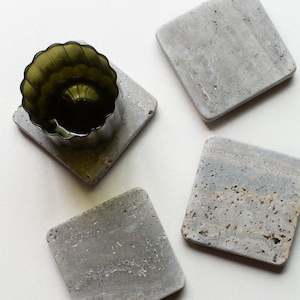 Just Added: Graze Travertine Coaster | Set of 4 | Brown