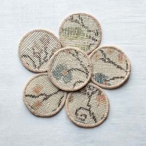 Kilim Coasters | Set 6 | Natural Floral