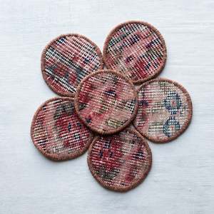 Kilim Coasters | Set 6 | Red Floral