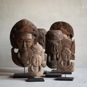 Vintage Antique: Hand Carved Wooden Tribal Masks | Selected Pairs