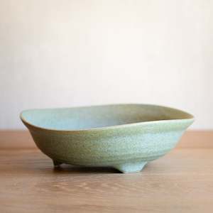 Japanese Ceramics | Wabi Sabi Footed Bowl | Green Fade