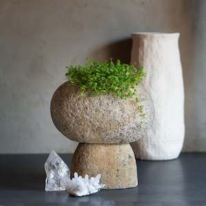 Natural Stone Pedestal Planter Pot