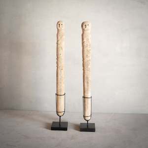 Sumba Tall Stone Figure (Pair) | With Display Stand