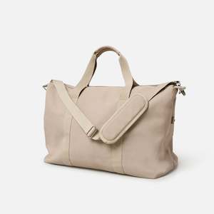 Bags Luggage: Beige Canvas Weekender Bag