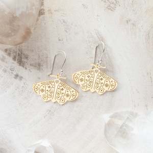 Jewellery: Sterling Silver + Brass Earring | Moth