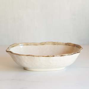 Japanese Ceramics | Shirokaratsu | Large Oval Bowl