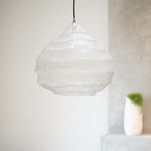 Wire Light Shades: Hand Woven Wire Light Shade | Ruche | Silver