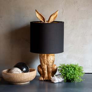 Rabbit Table Lamp | Black & Gold