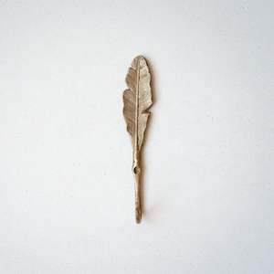 Coat Hooks: Brass Coat Hook |  Feather - Antique