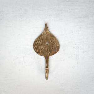 Coat Hooks: Round Leaf Hook |  Antique Gold Finish