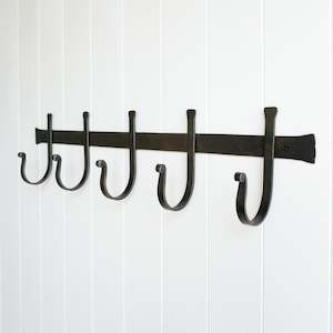 Coat Hooks: Iron Five Hook | Brush Black