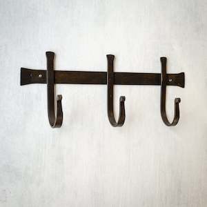 Coat Hooks: Iron Three Hook | Brush Black