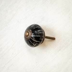 Porcelain Door/Drawer Knob | Black + White