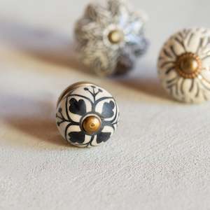 Handles Knobs Drawer Pulls: Stoneware Door Knob | Fiore | Black