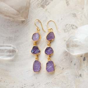 Raw Crystal Stone Earrings | Triple Drop B