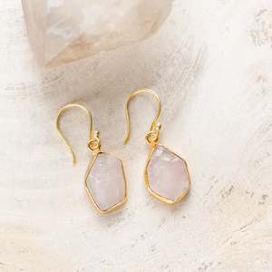 Natural Stone Jewellery: Raw Crystal Stone Earrings | Single Drop E