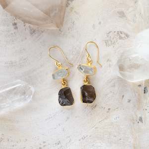 Natural Stone Jewellery: Raw Crystal Stone Earrings | Double Drop K