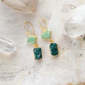 Raw Crystal Stone Earrings | Double Drop G