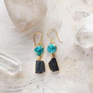 Raw Crystal Stone Earrings | Double Drop B