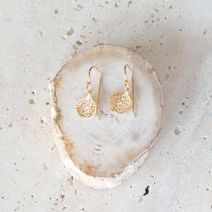 Sterling Silver Gold: Sterling Silver 14k Gold Vermeil Circle Coral Drop