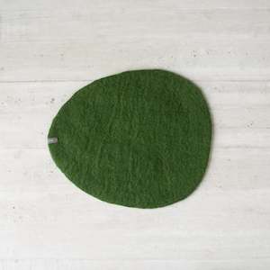 Table Linen Placemats: Muskhane Wool Felt Pebble Mat | Olive Green | Medium