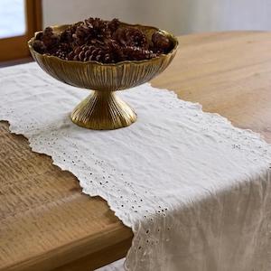 Embroidered Table Runner | White