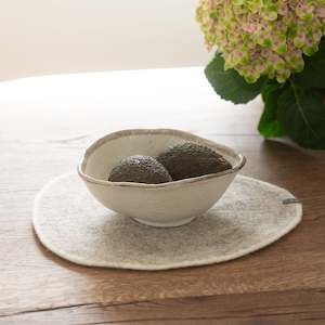 Table Linen Placemats: Muskhane Wool Felt Pebble Mat | Light Stone + Natural | Medium