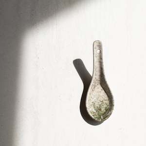 Food Prep Utensils: Porcelain Spoon | Green Speckle