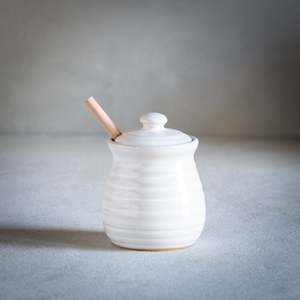 Stoneware Honey Jar & Dipper | Striped