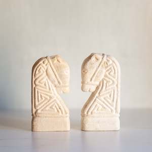 Carved Stone Horse Head [Pair]