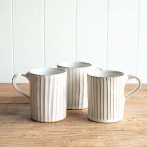 Cups Mugs Teapots: Stoneware Mug | Carved Stripes