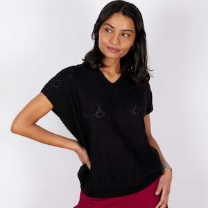 Textured Knit Top | Black | Free Size