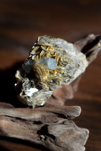 Aquamarine on Muscovite Mica Specimen Food for the Soul